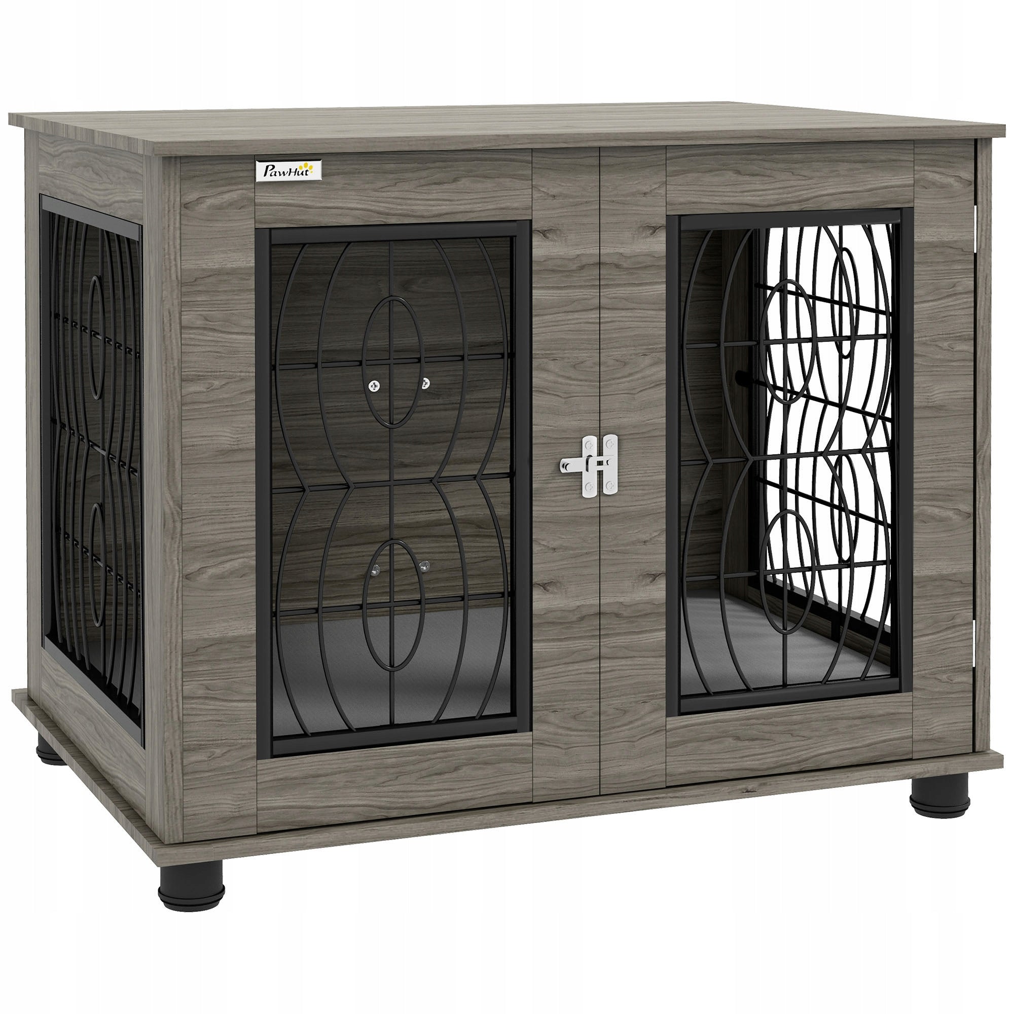 PawHut dog cage, with pillow, grey, lockable door, 80 x 56 x 63 cm