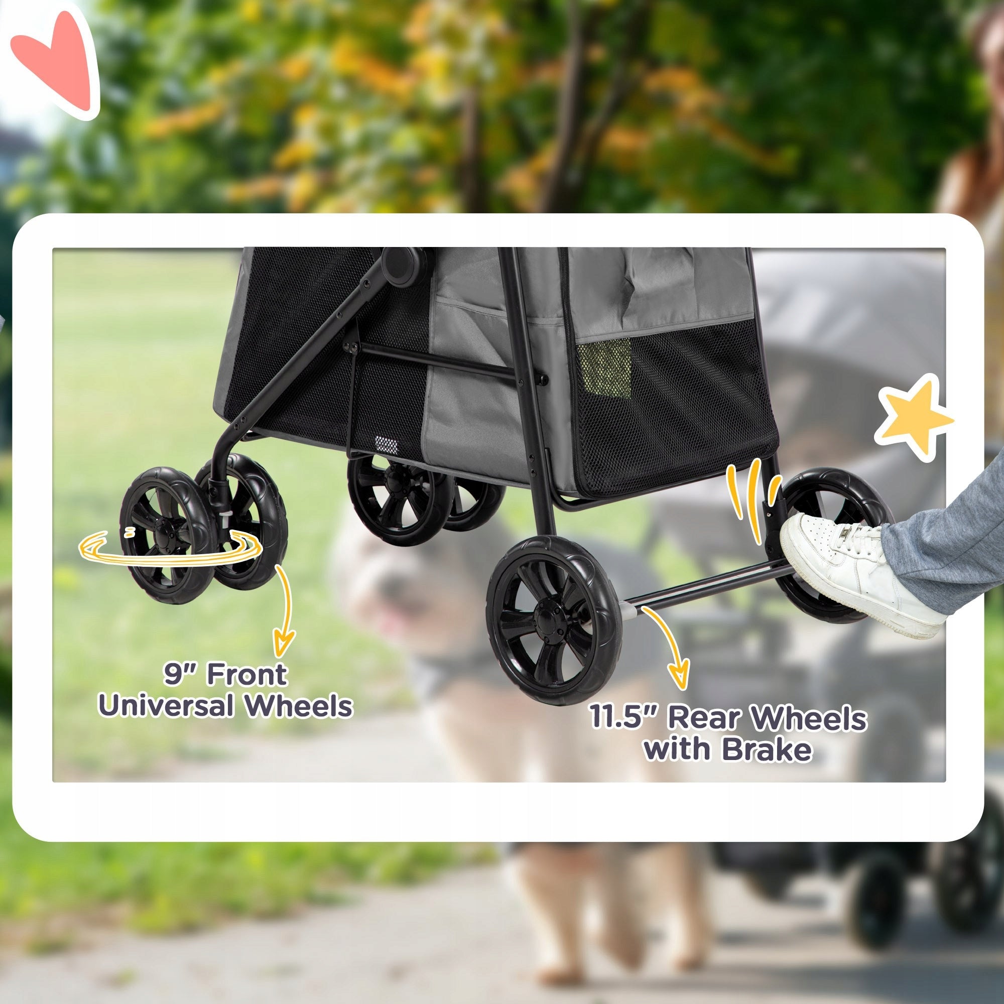 PawHut dog carrier with pillow, 3 side pockets, folding stroller Trade name Wózek PawHut 62x99x106 cm niebieski