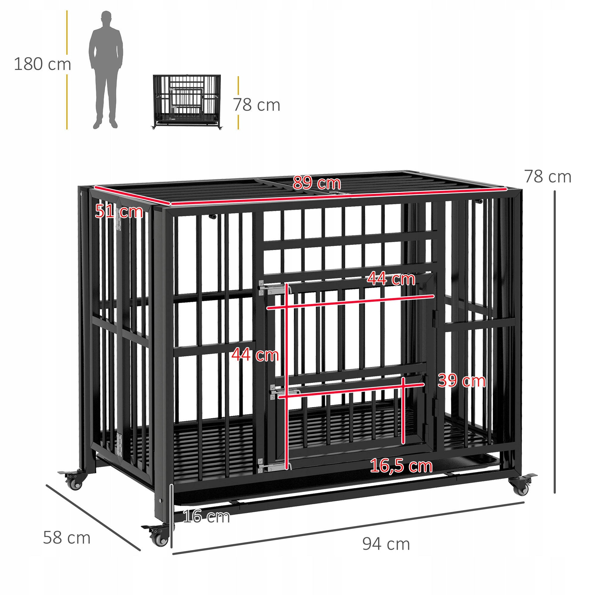 PawHut foldable durable dog cage with anti-escape lock Material of manufacture metal
