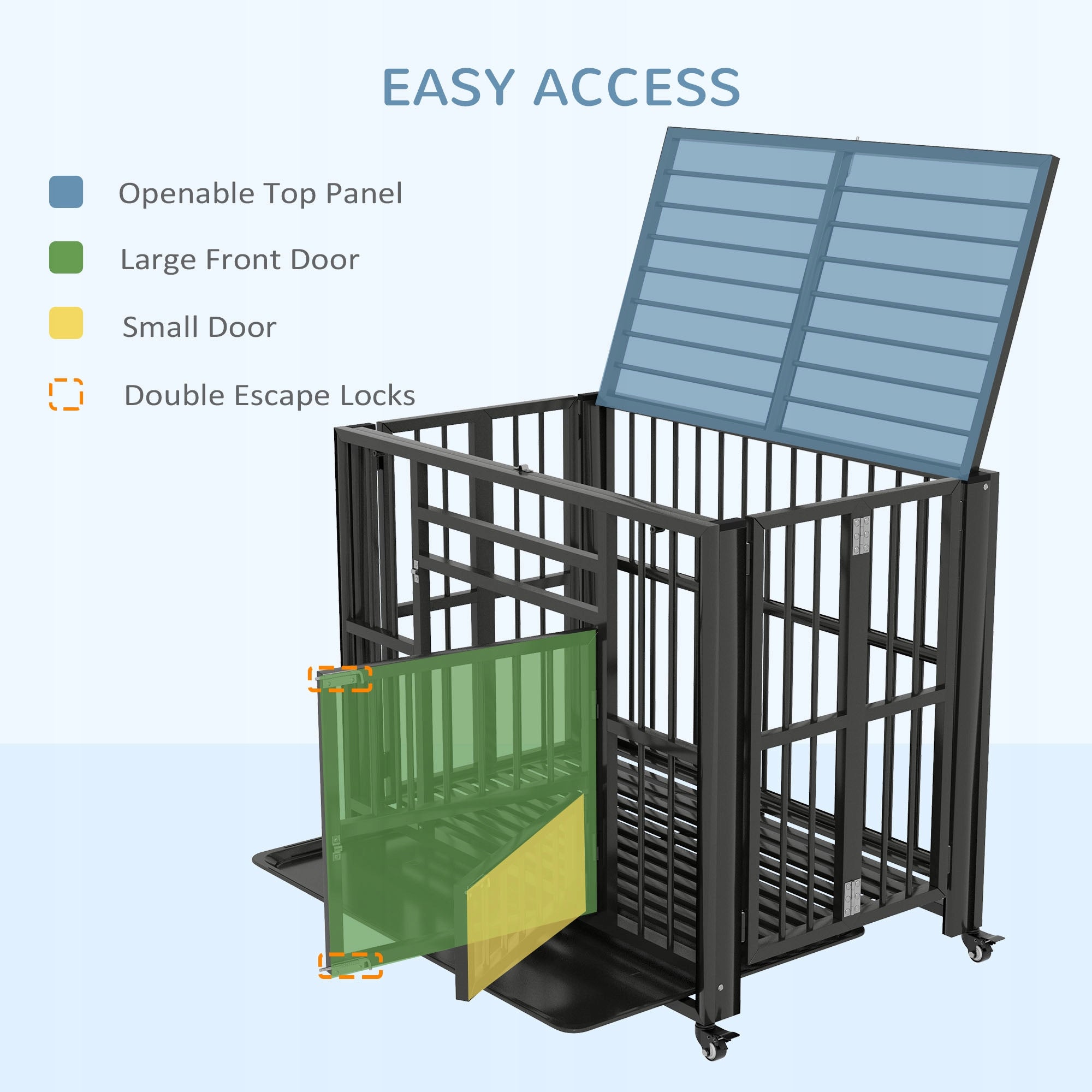 PawHut foldable durable dog cage with anti-escape lock Product width 58 cm
