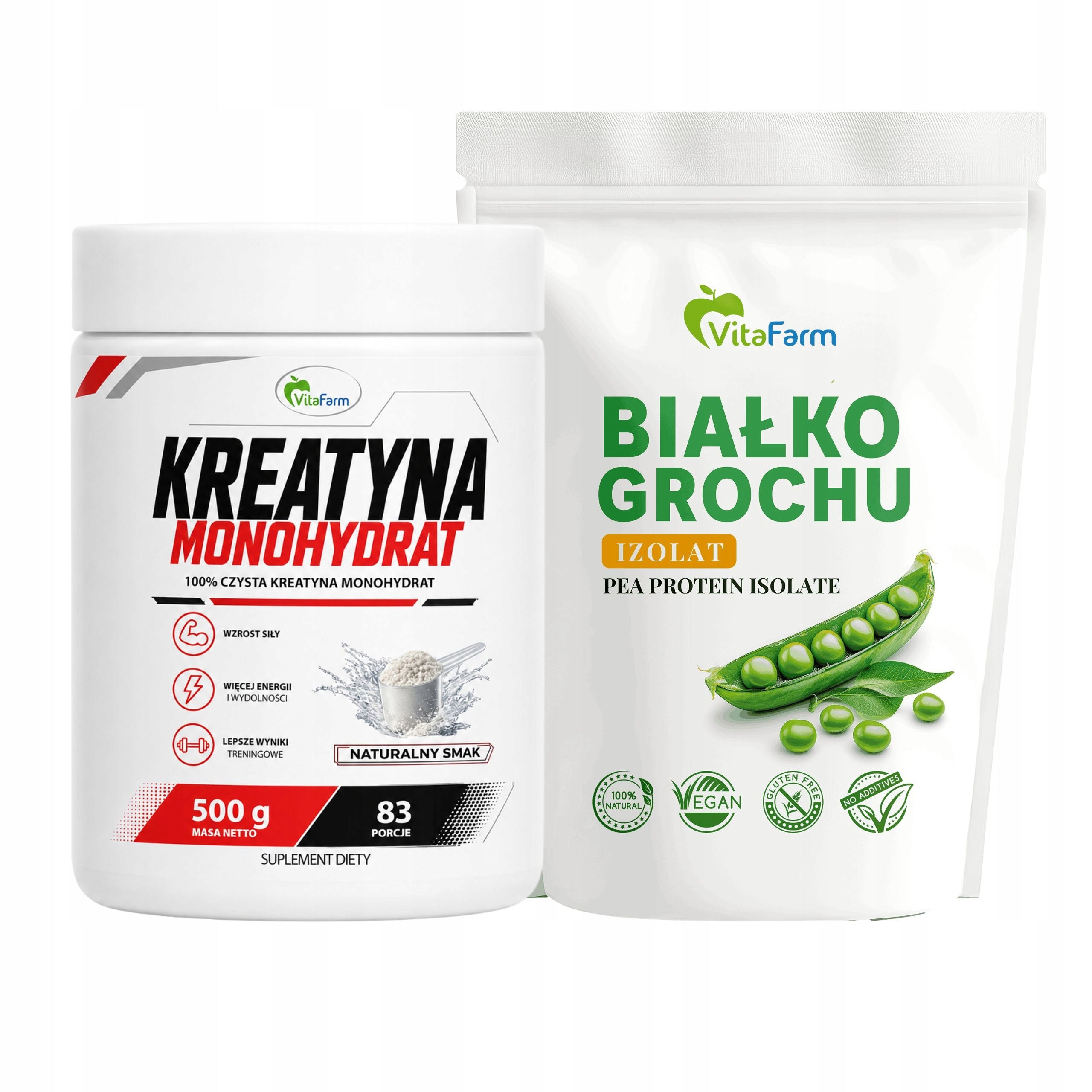 Pea protein 500g plant isolate Creatine Monohydrate 500g muscle mass