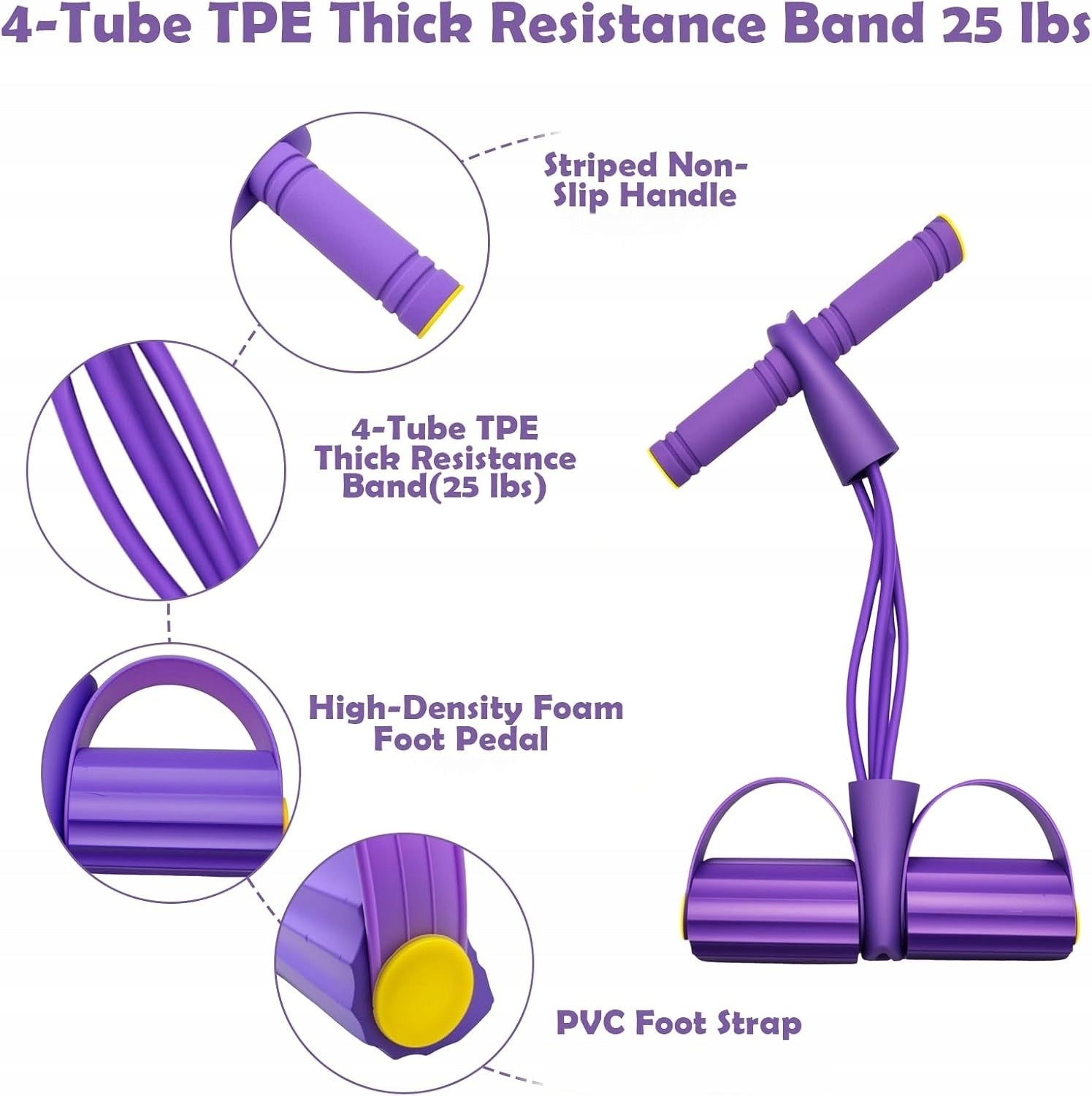 Pedal Resistance Band with Handle 6 Tubes Upgrade Heavy-Duty TPE Tubes Brand no brand
