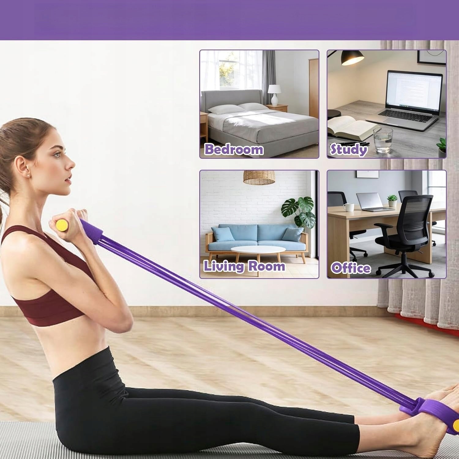 Pedal Resistance Band with Handle 6 Tubes Upgrade Heavy-Duty TPE Tubes Packaging status original