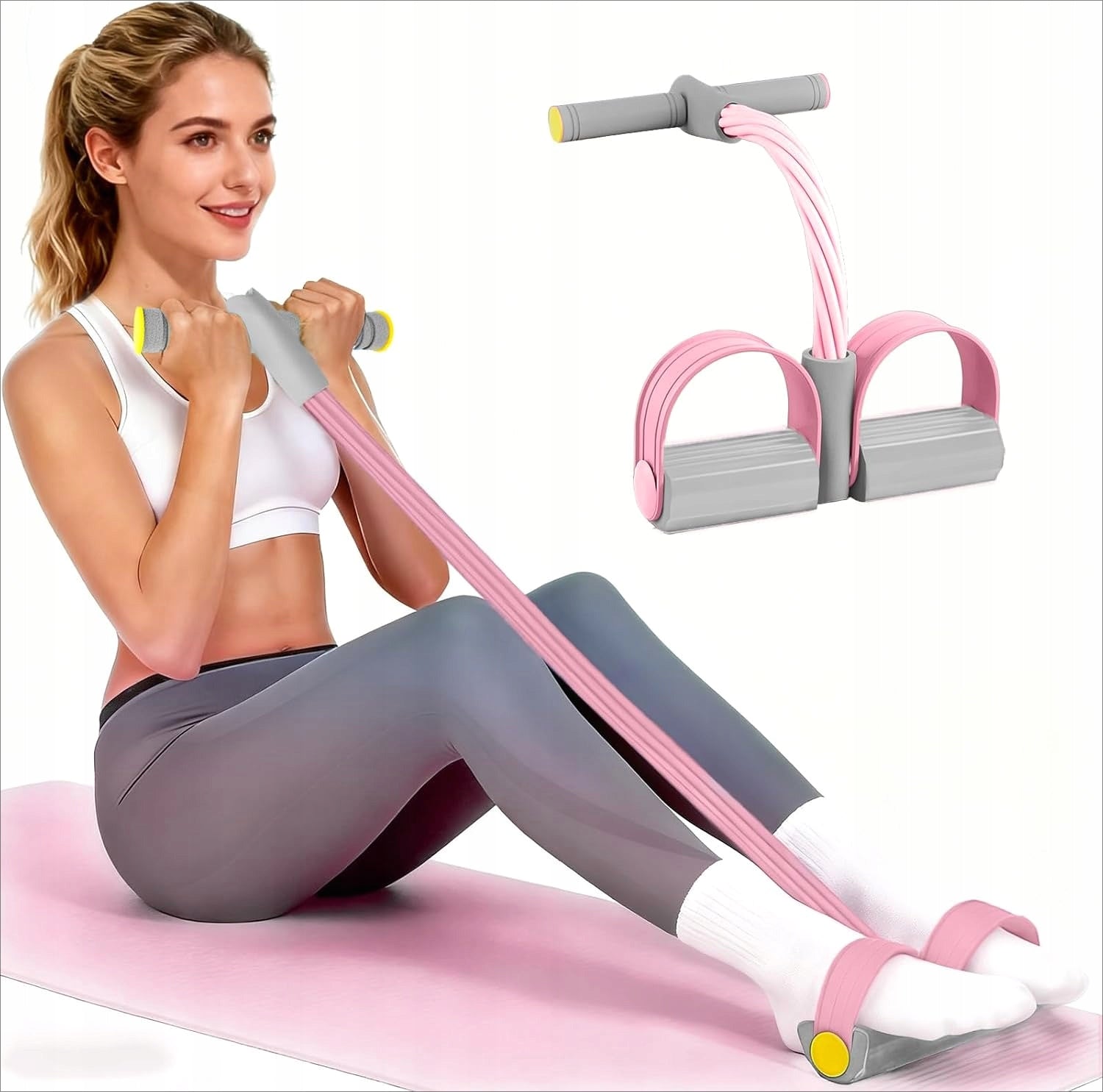 Pedal Resistance Bands with Handles, Durable 6-Tubes Multifunction Pedal