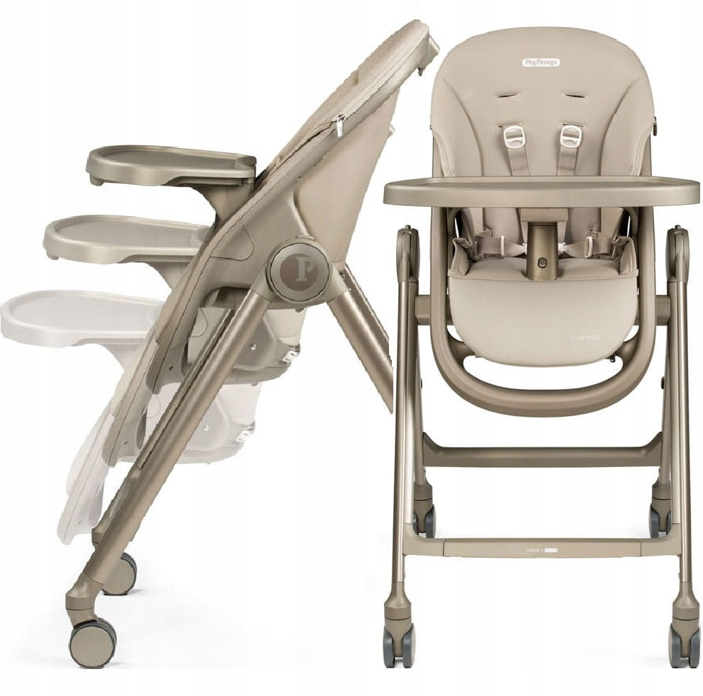 PegPerego Living high chair with wheels with lounger function, Space Sand beige
