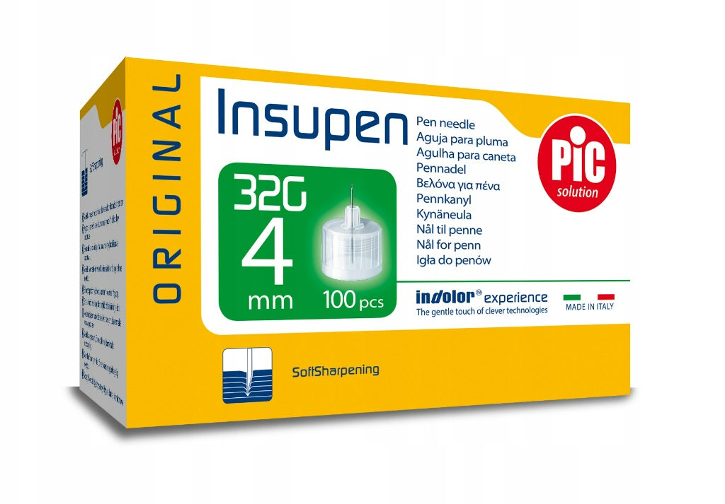Pen needles INSUPEN 32G (0,23mm) x 4mm, 100pcs Packaging status original