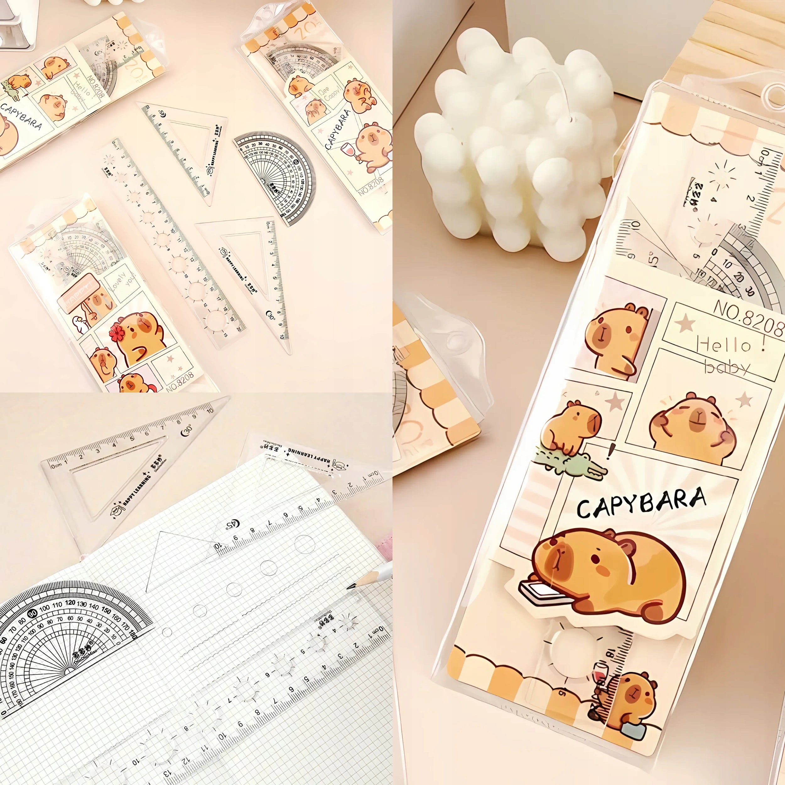 Pencil case capybara school set pencils ruler pencil sharpener keychain pins Packaging status original