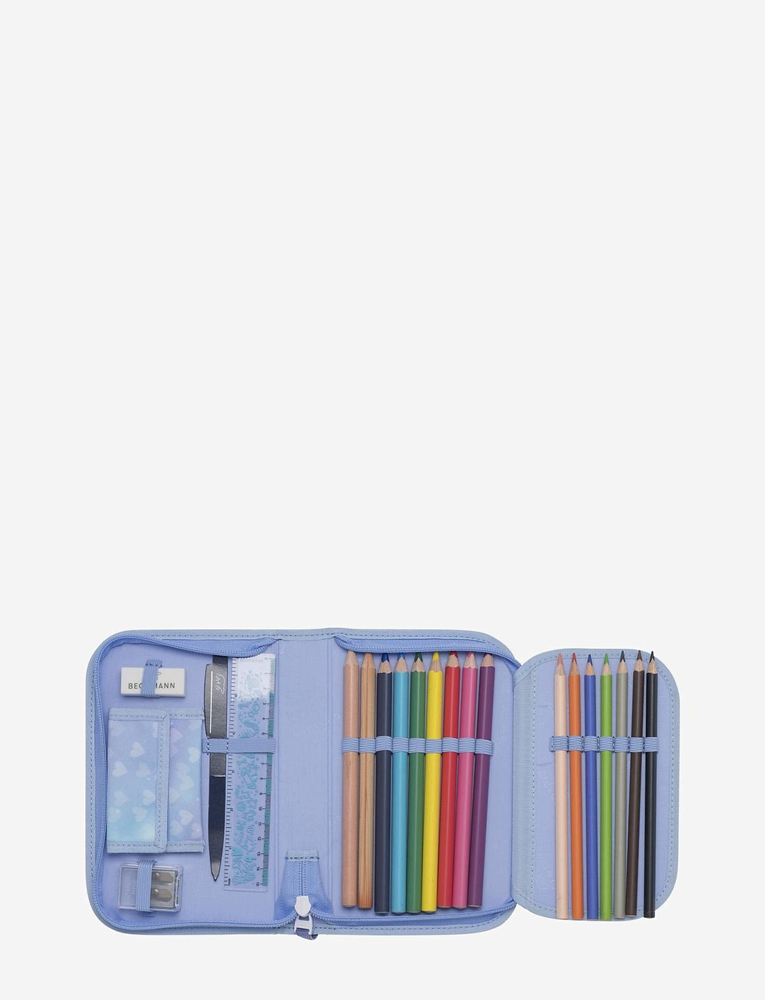 Pencil case with one compartment fully equipped, Unicorn Princess Ice Blue Brand BECKMANN
