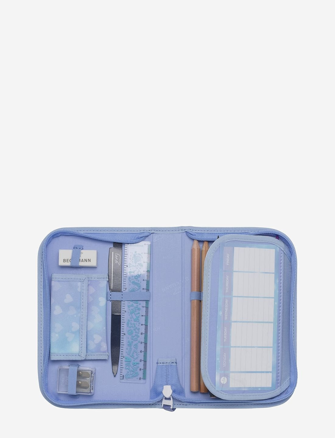 Pencil case with one compartment fully equipped, Unicorn Princess Ice Blue Color multicolor