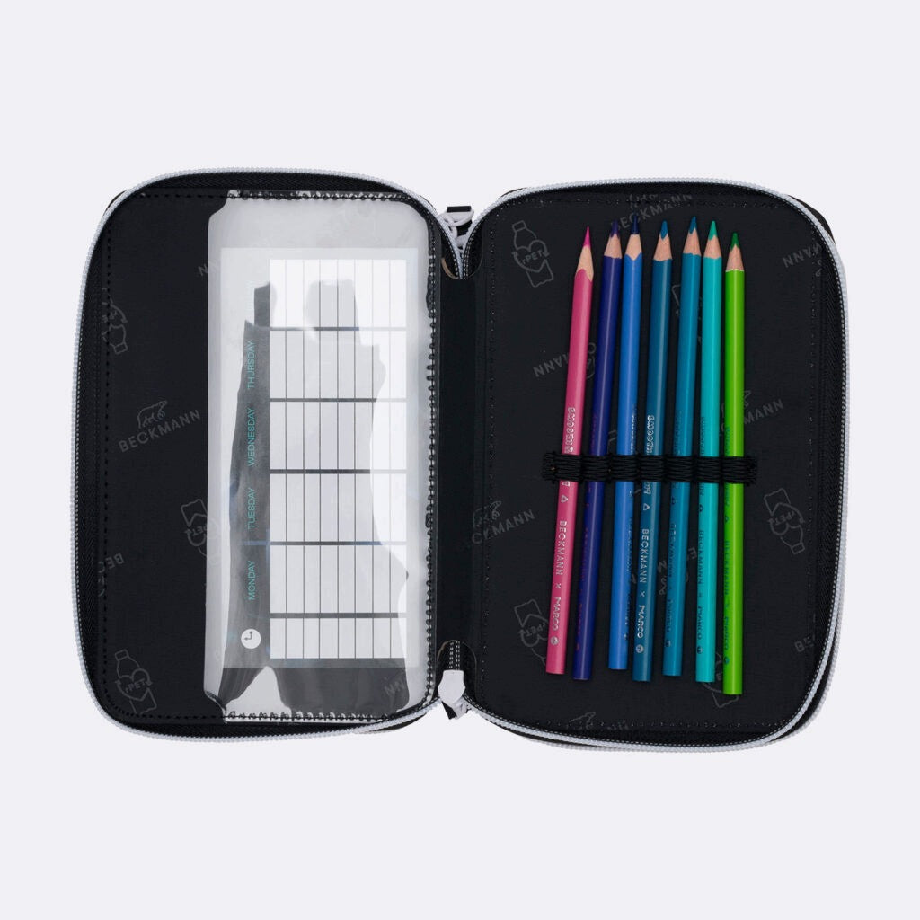 Pencil case with three compartments fully equipped, Magic League Color multicolor