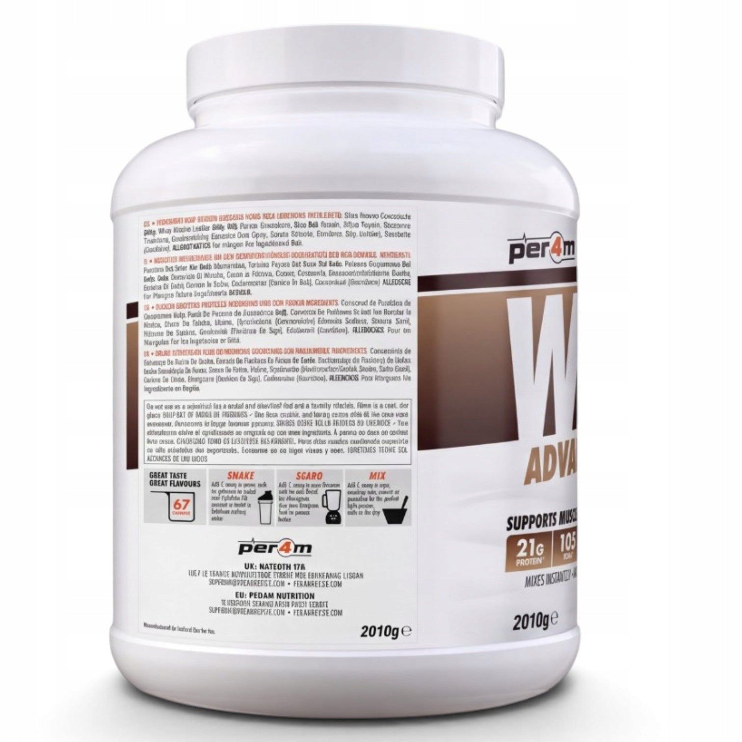 Per4M Whey Advanced Protein Chocolate Brownie Batter 2010g Expiration date at least six months from the date of purchase