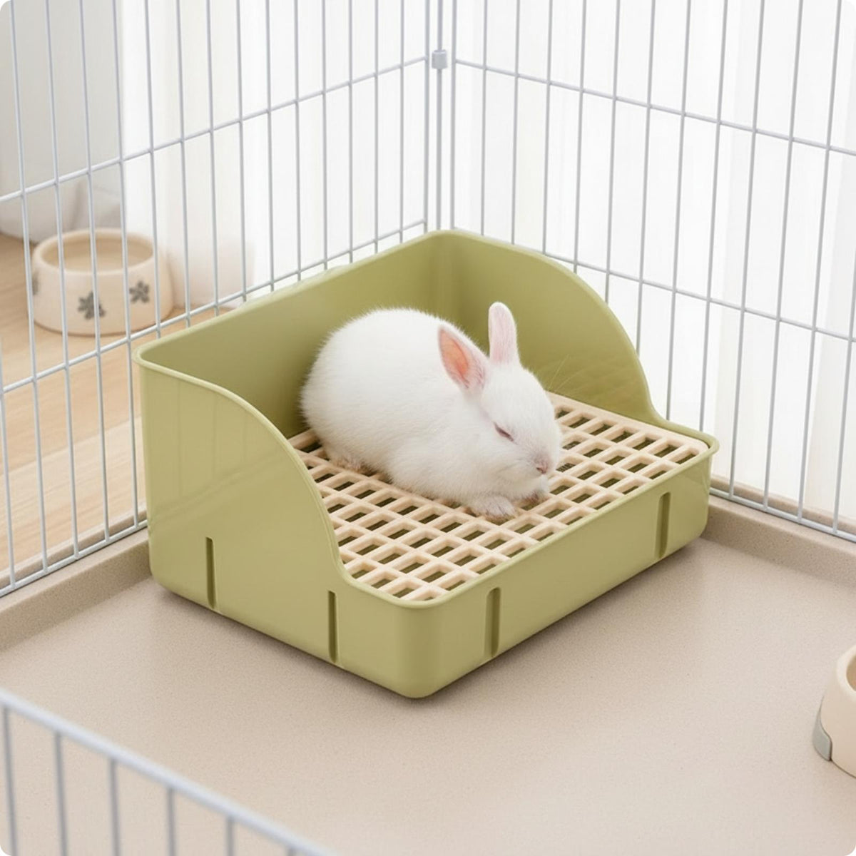 Perforated Rabbit Litter Tray with Grid Sturdy Rabbit Plastic Bottom Gri C