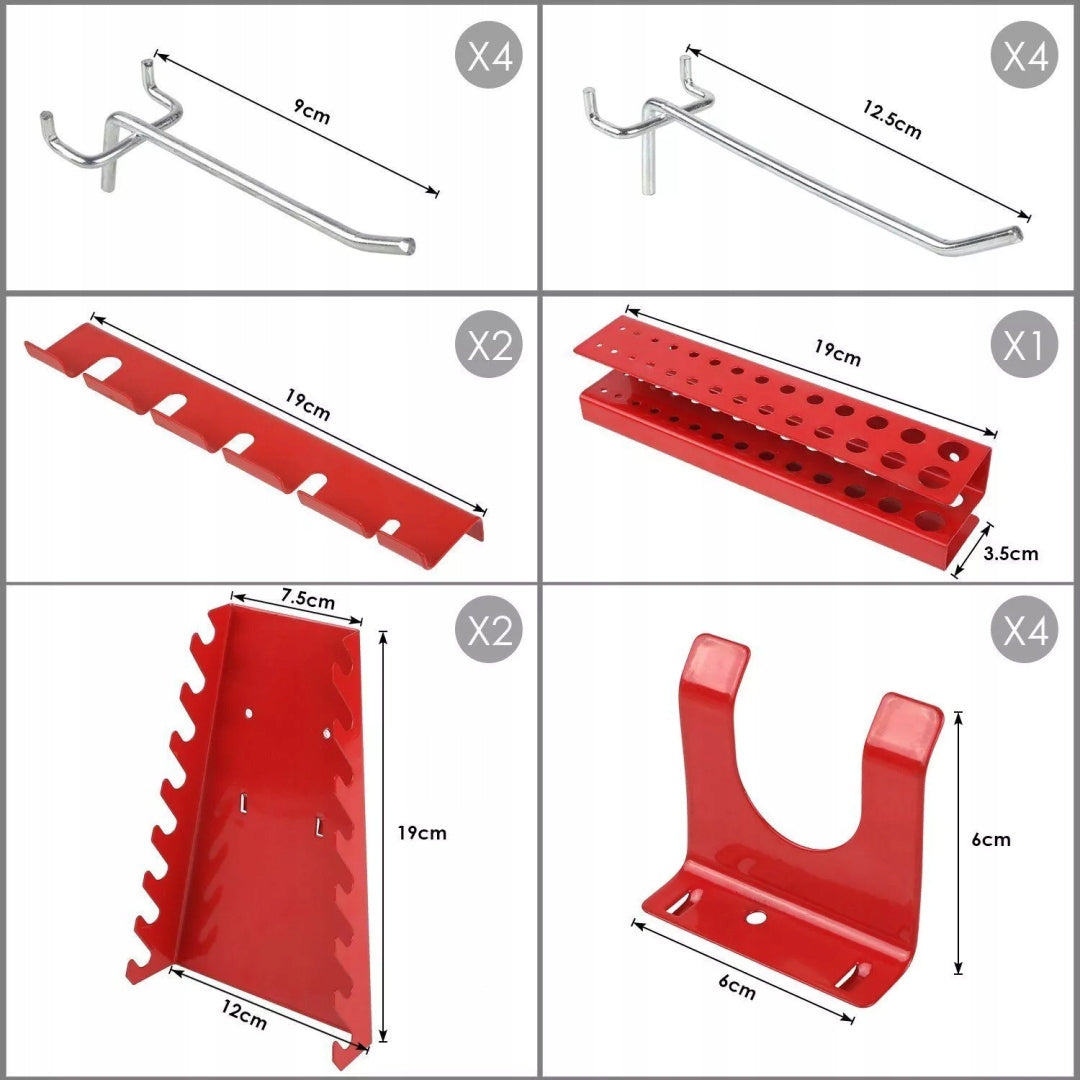 Perforated tool workshop board 120x60 cm set of 25 handles Brand TecTake