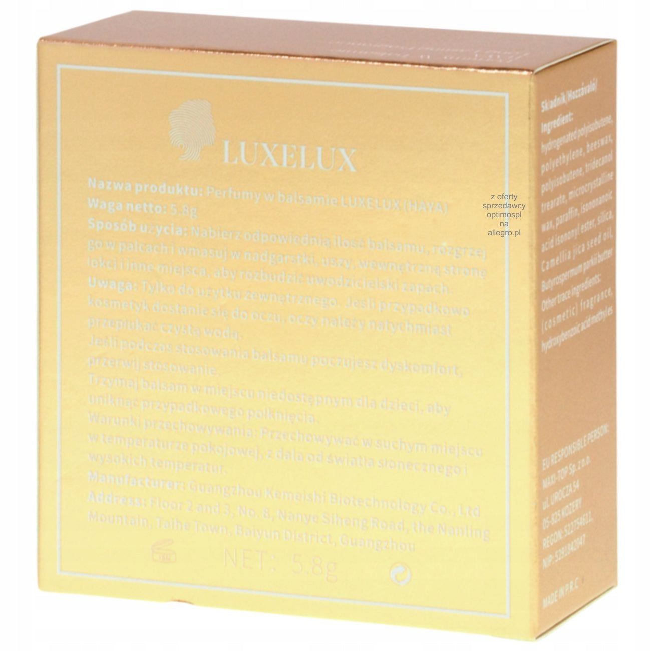Perfume in lotion Musamam 5.8g Luxelux Manufacturer code 012