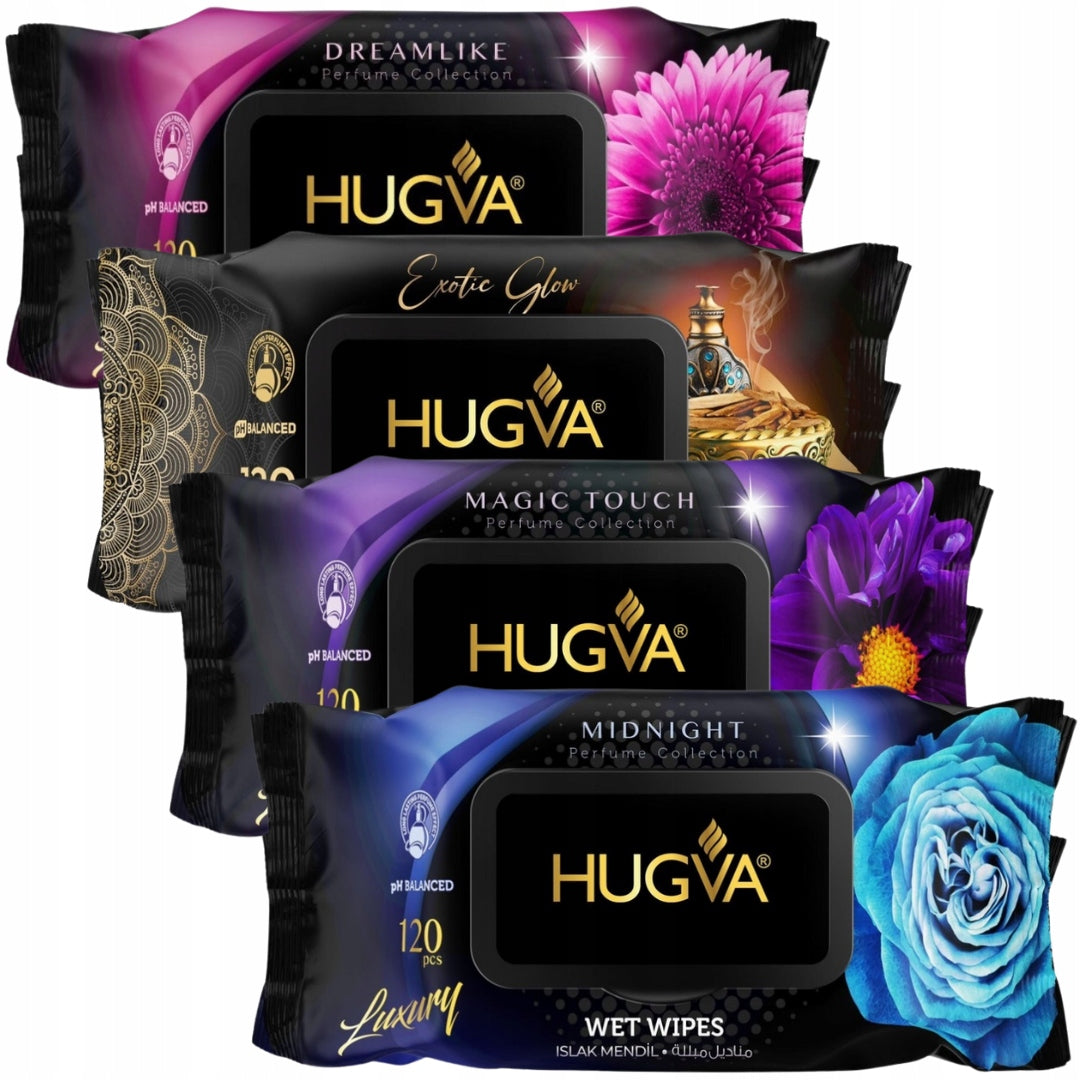 Perfumed wipes moisturizing Hugva 4x120 pieces Packaging status original