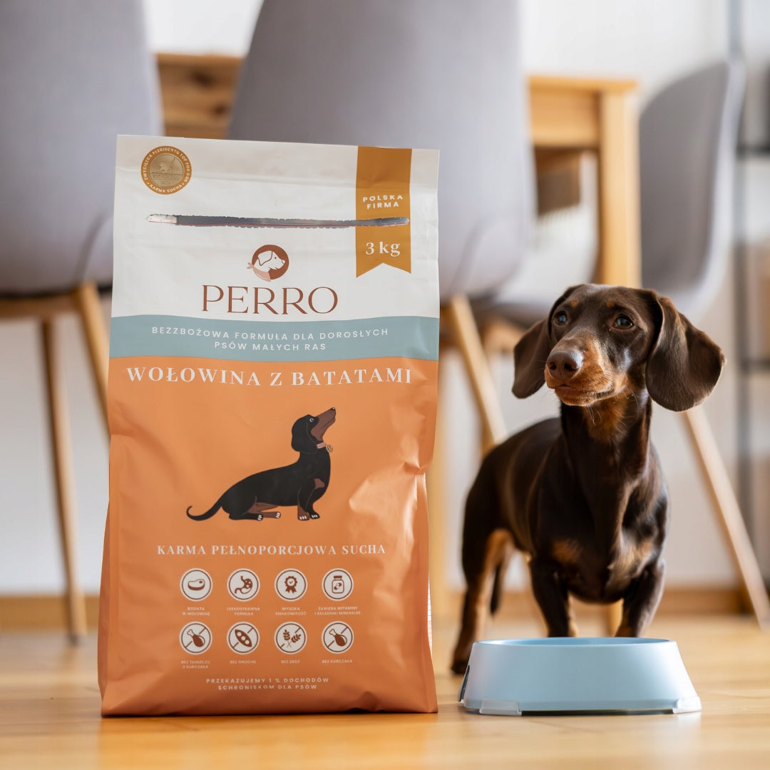 Perro dry food beef with sweet potatoes for small breed adult dogs 3kg Brand Perro