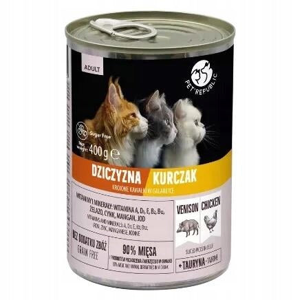Pet Republic for cats pieces in jelly with game and chicken 400g .