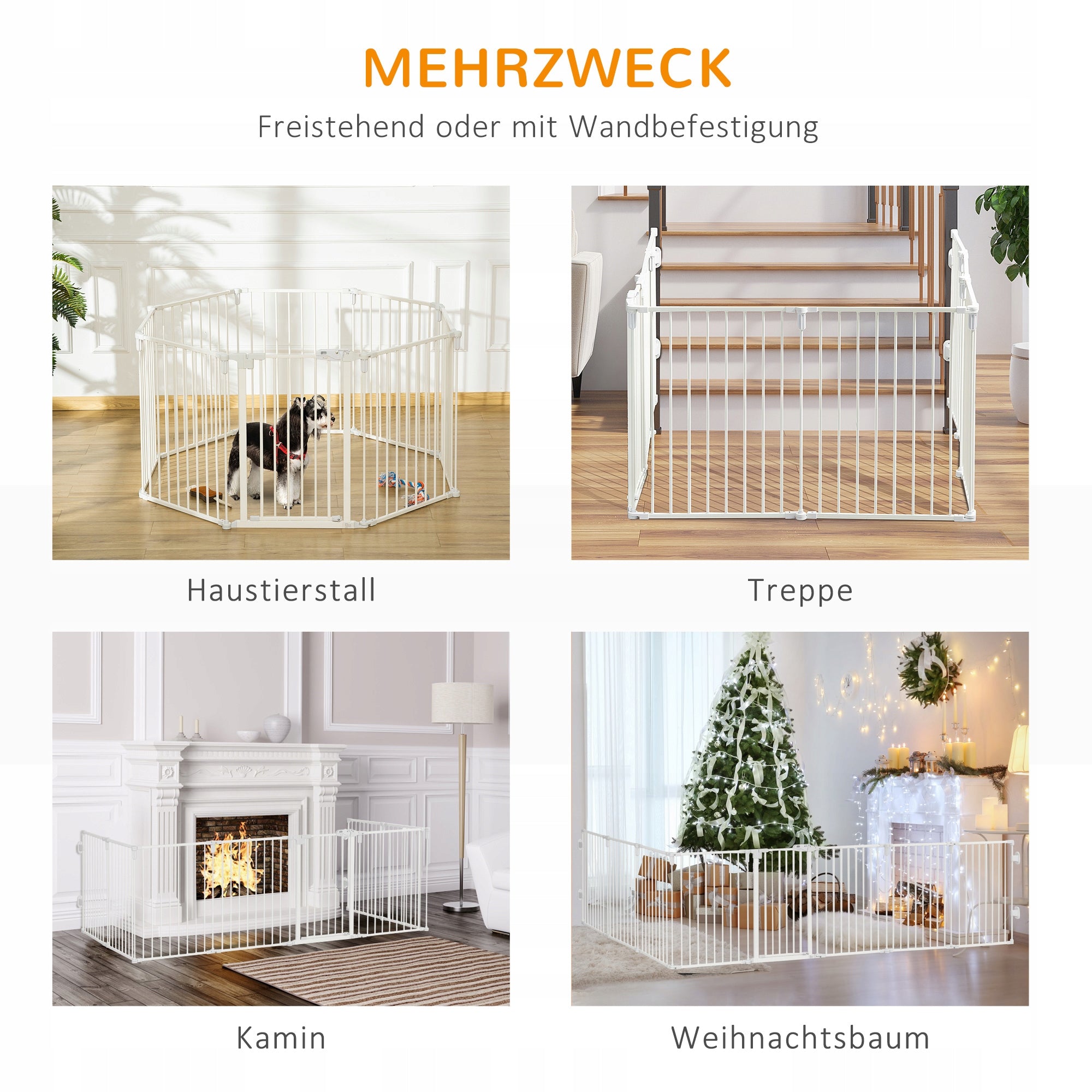 Pet Safety Gate 8-Piece Playpen Fence Fireplace Christmas Tree Product width 2 cm