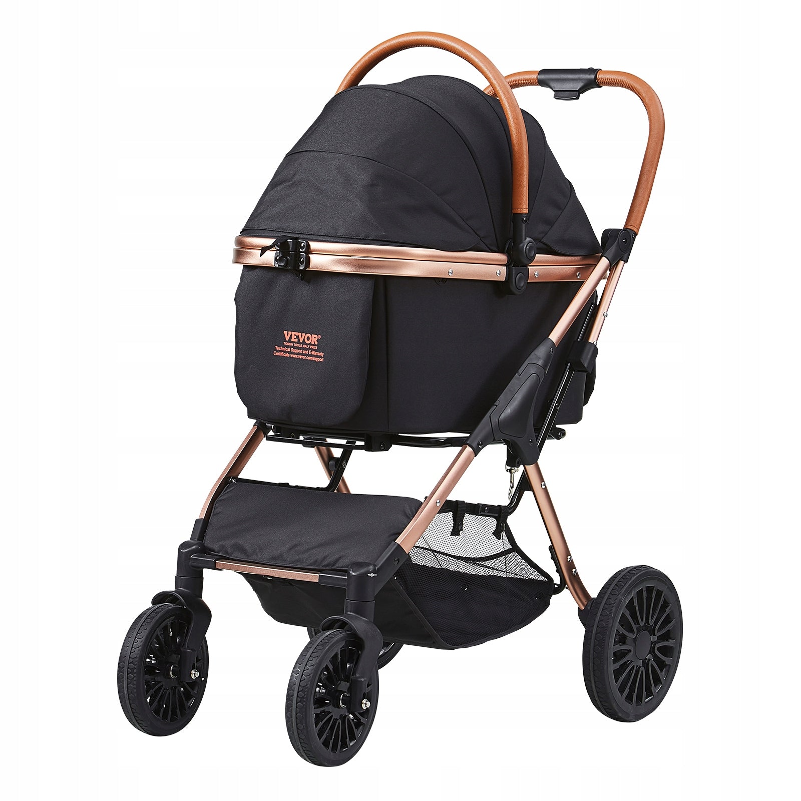 Pet Stroller 4 Wheels Rotate Brakes 29.9kg Capacity Detachable Black Trade name DOG STROLLER Vevor black size. M 85 x 105 x 59 cm