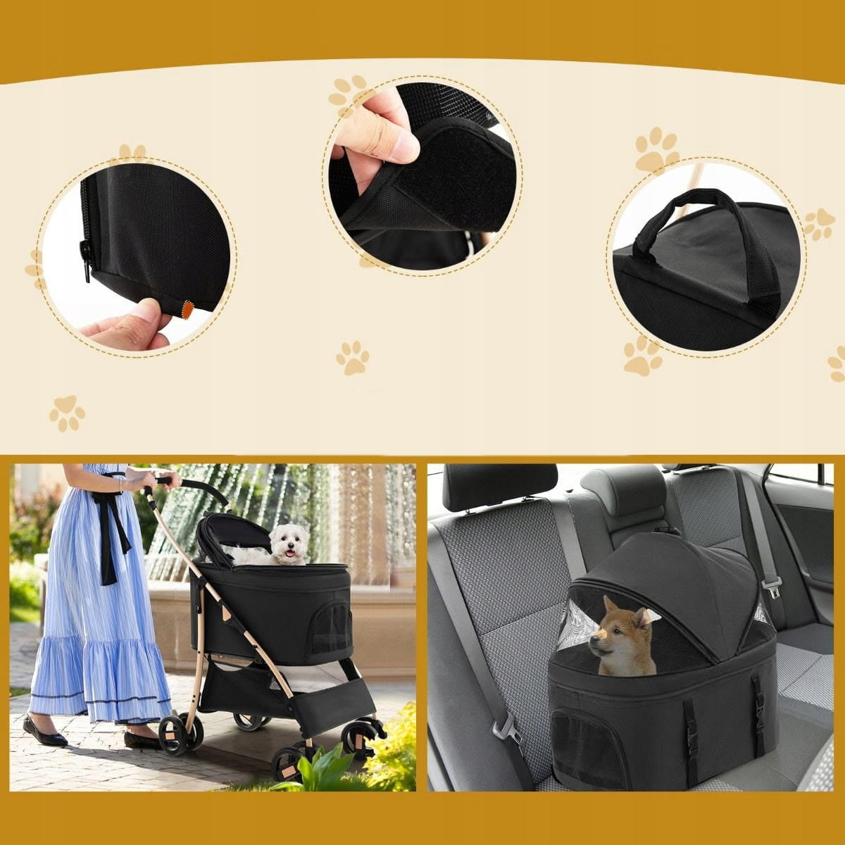 Pet Stroller with Car Seat Pet Transporter Material for embroidery
