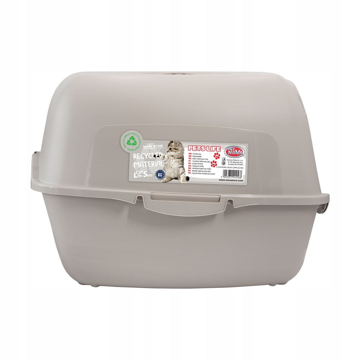 PetNova Cat litter box closed with carbon filter cappucino 56 cm Color beige