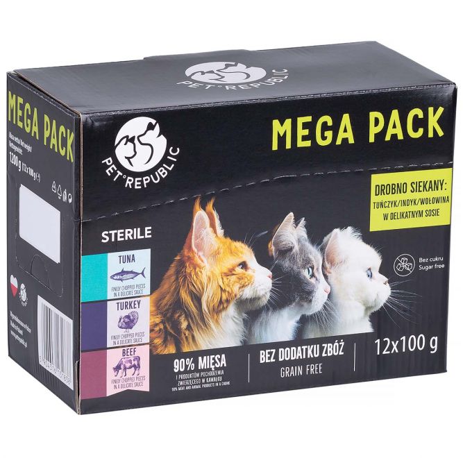 PetRepublic cat food after sterilization MIX 3 flavors 12x100g EAN (GTIN) 5904316131838