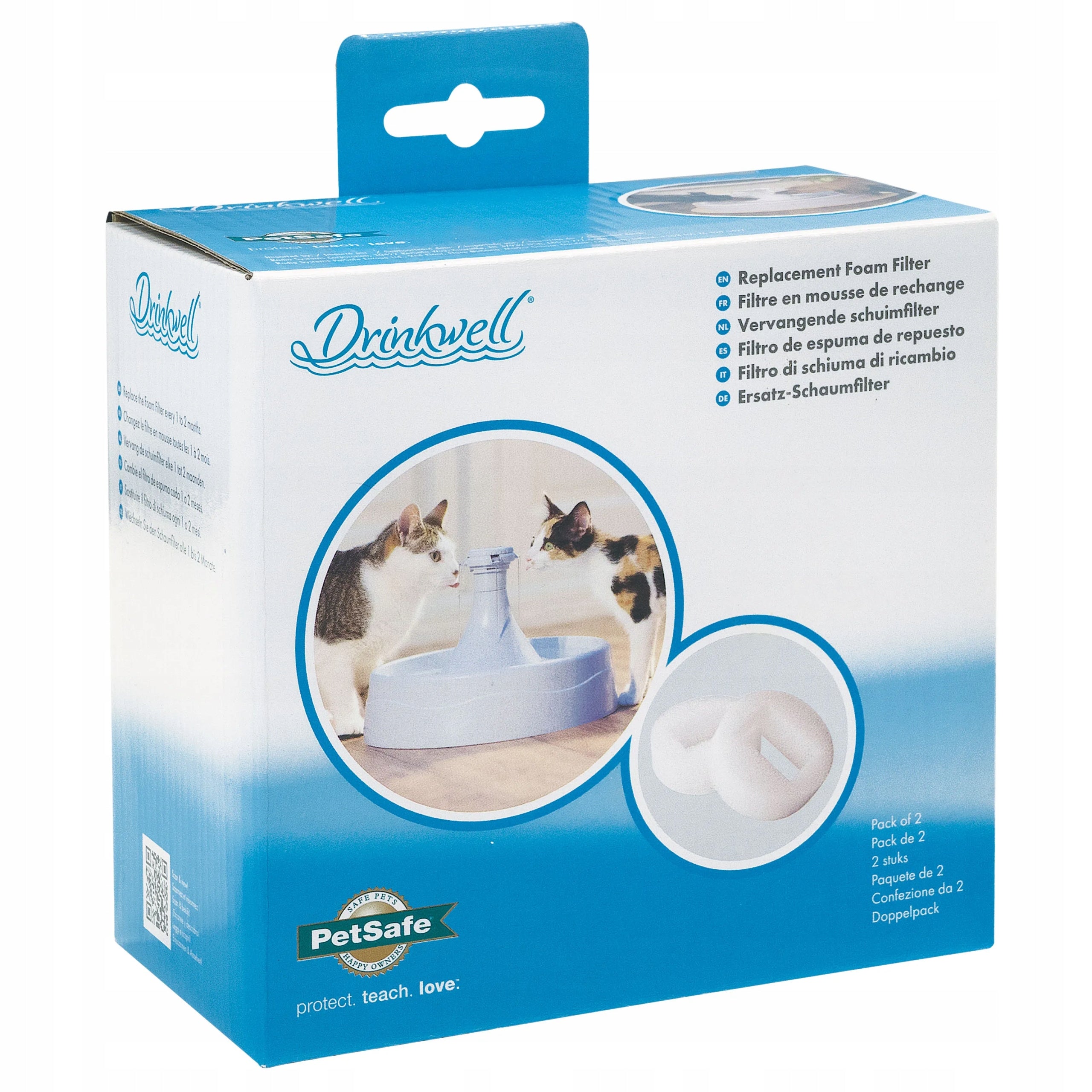 PetSafe foam filters for Drinkwell 360 Plastic Pet Fountain 2x