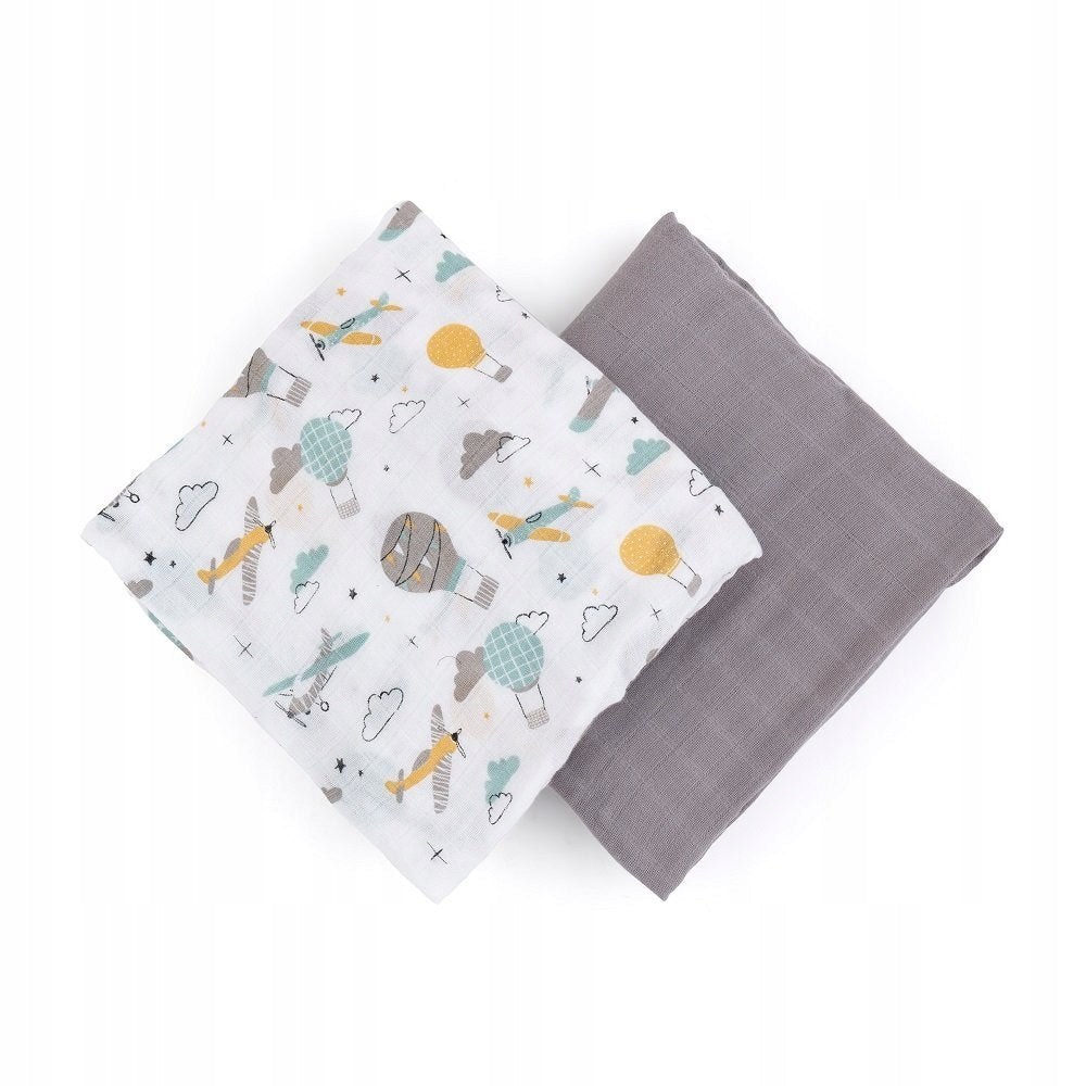 Petite&Mars MUSLIN SWADDLE 120x120cm 2pcs Grey Kind muslin