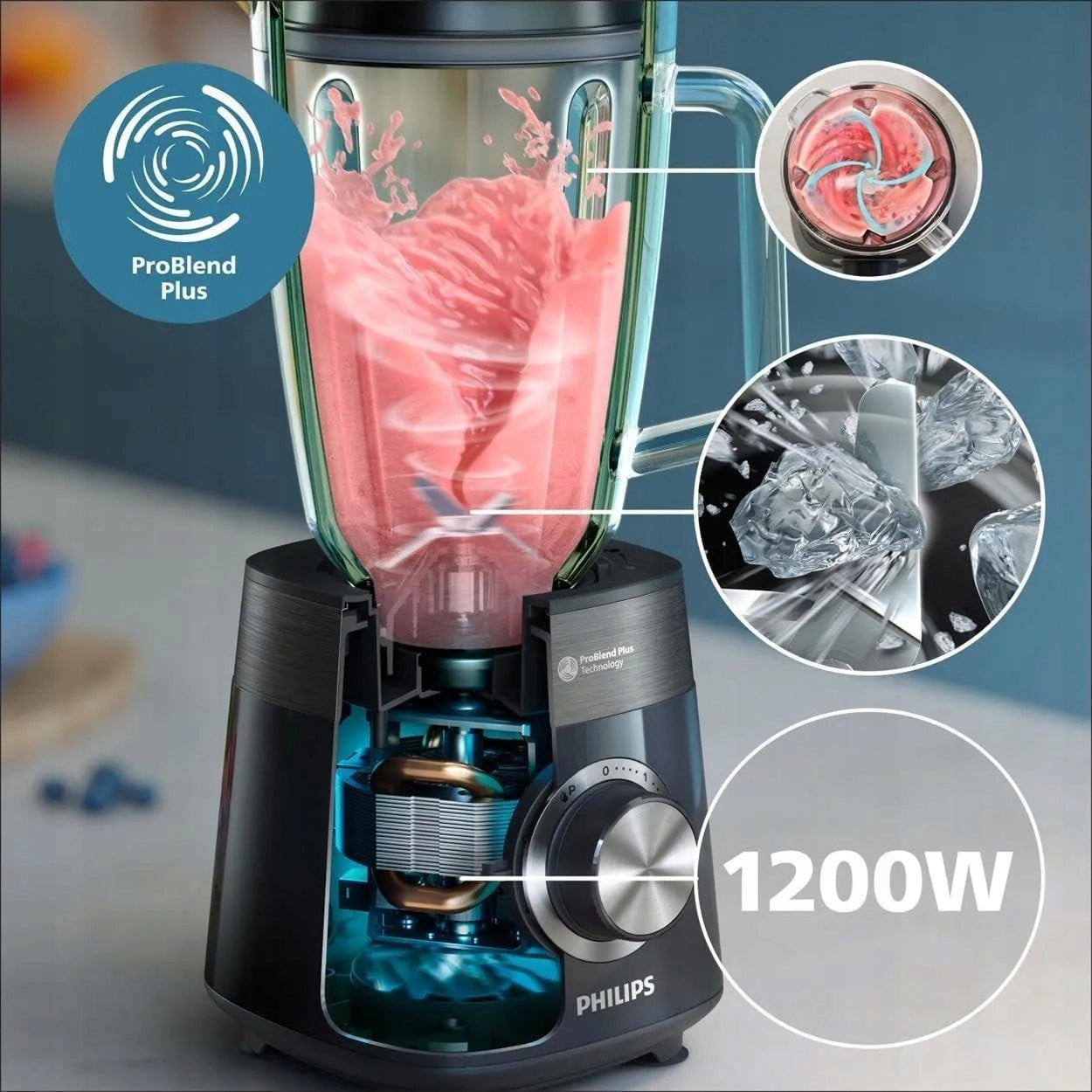 Philips 5000 HR3031/00 Cup blender mixer 1200W 2L black + WATER BOTTLE Manufacturer code HR3031/00