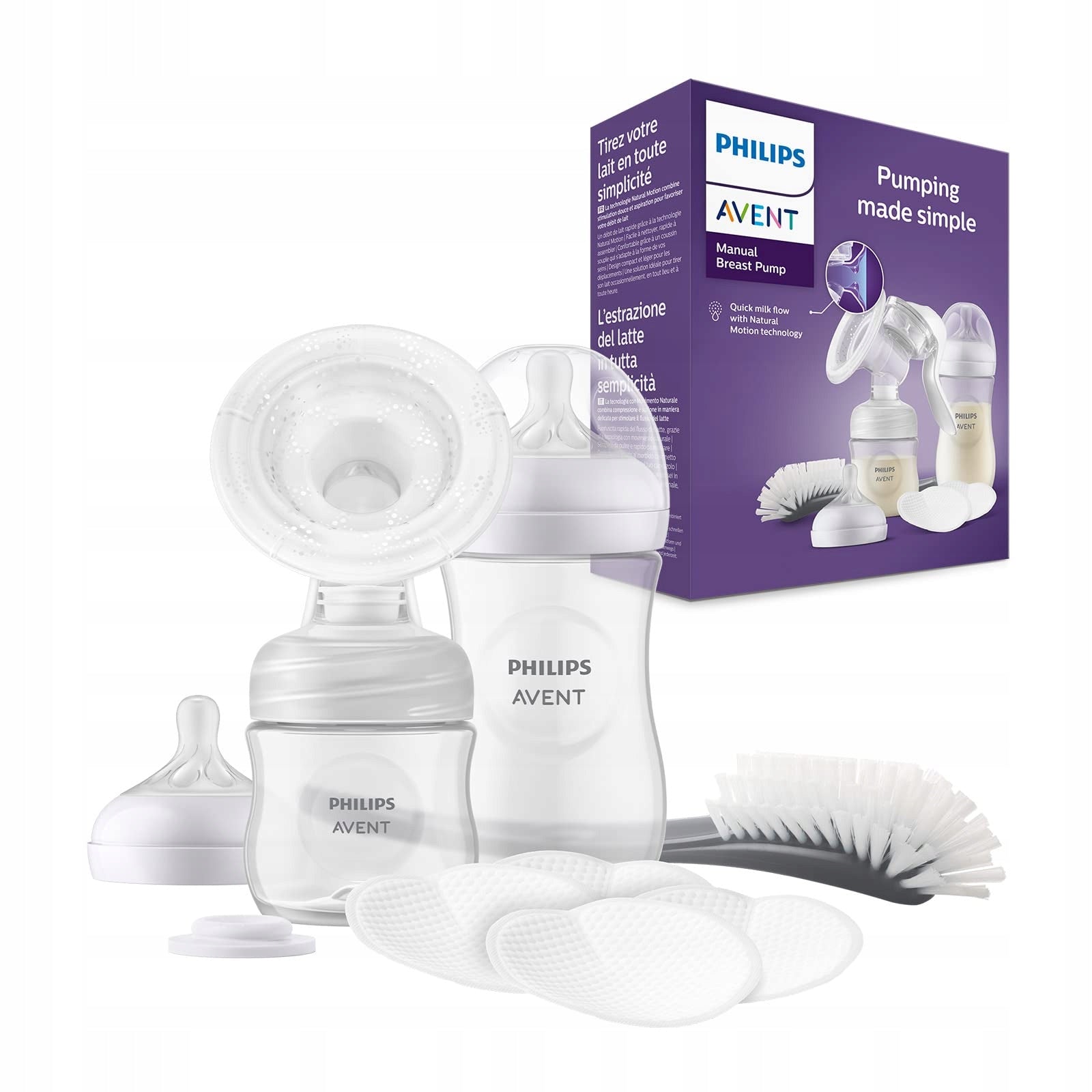 Philips Avent Handheld Breast Pump Kit + 125 and 260 ml Bottles