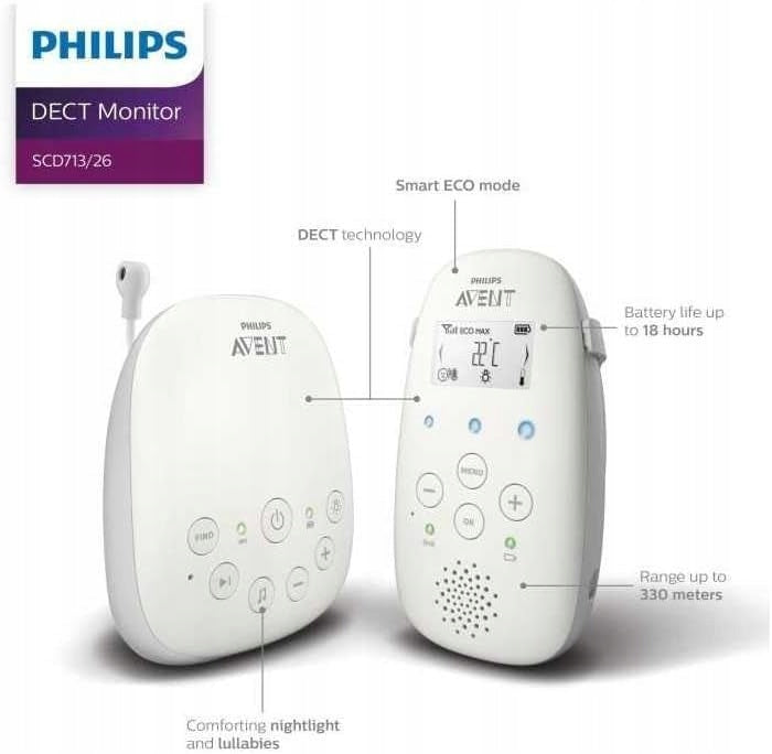 Philips Avent SCD713/26 Baby Monitor, White EAN (GTIN) 8710103993957