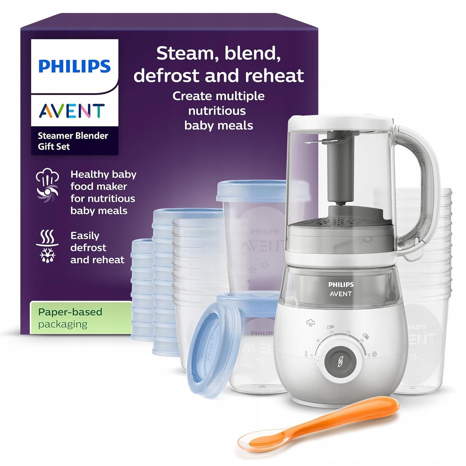 Philips Avent SCF883/20 Steamer Blender 4in1 Infant Kit +Containers