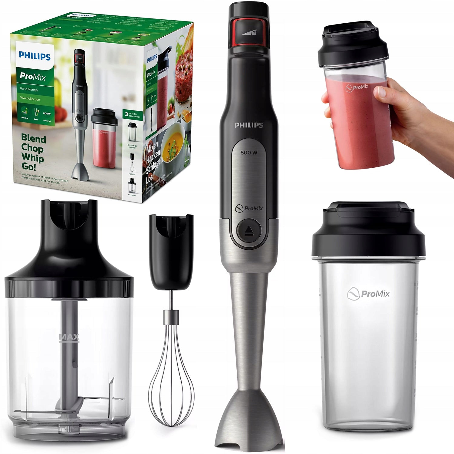 Philips HR2652/90 Zoodler Viva Collection 800W Smoothie Hand Blender