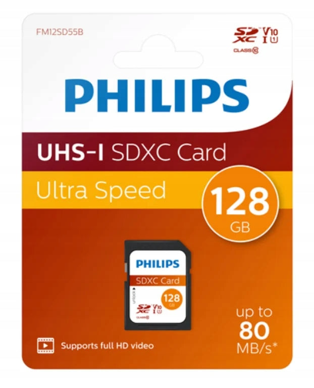 Philips SDXC Card 128GB 80MB/s Class 10 UHS-I U1