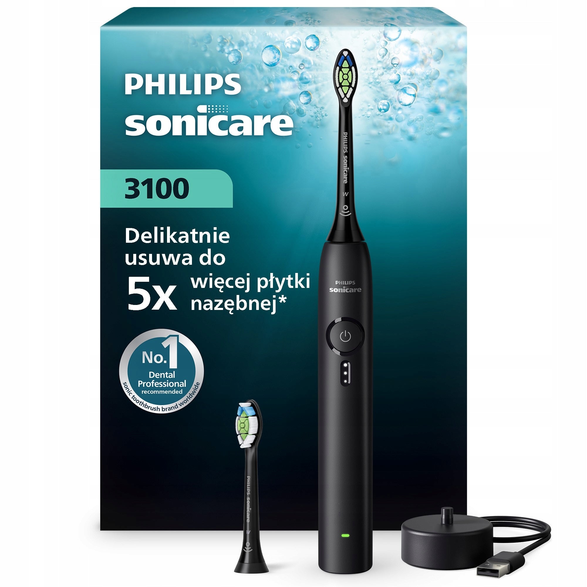 Philips Sonicare 3100 sonic toothbrush black 2 tips HX4032/32