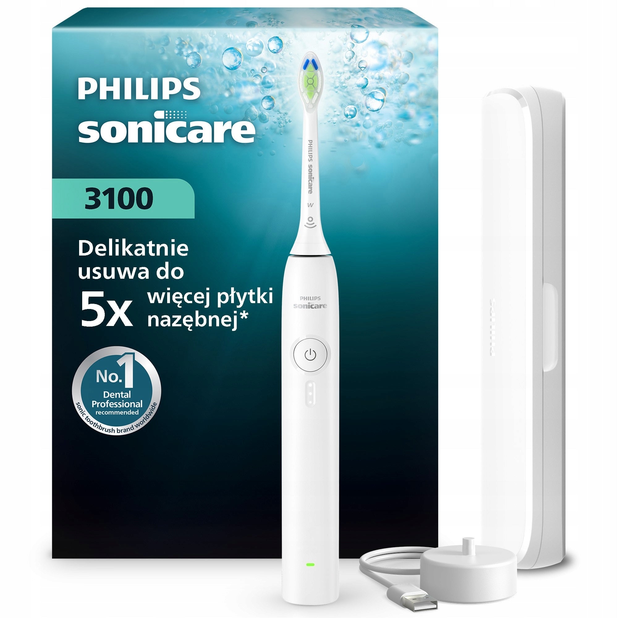 Philips Sonicare 3100 sonic toothbrush white travel case HX4033/21