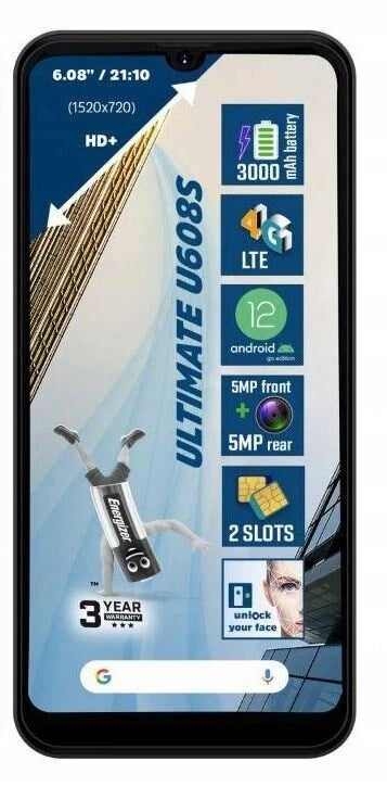 Phone Energizer ULTIMATE U608S BLACK DUAL SIM 3000 mAh Brand Żuk