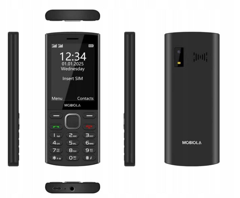 Phone for SENIORS MOBIOLA SOS Button Durable Battery Color BLACK Headphones included no