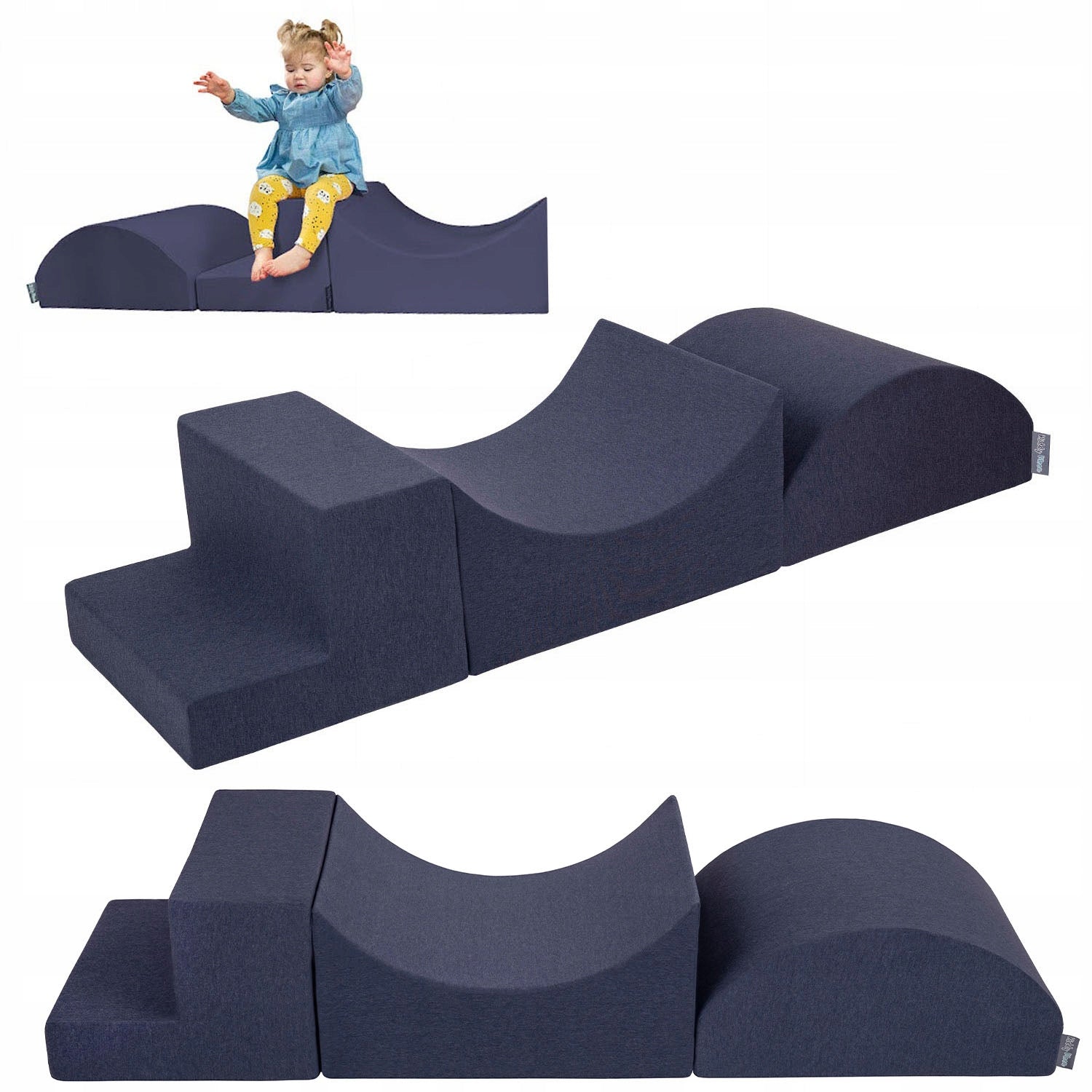 Putplasčio blokelių rinkinys-kliūčių ruožas KiddyMoon, mėlynas