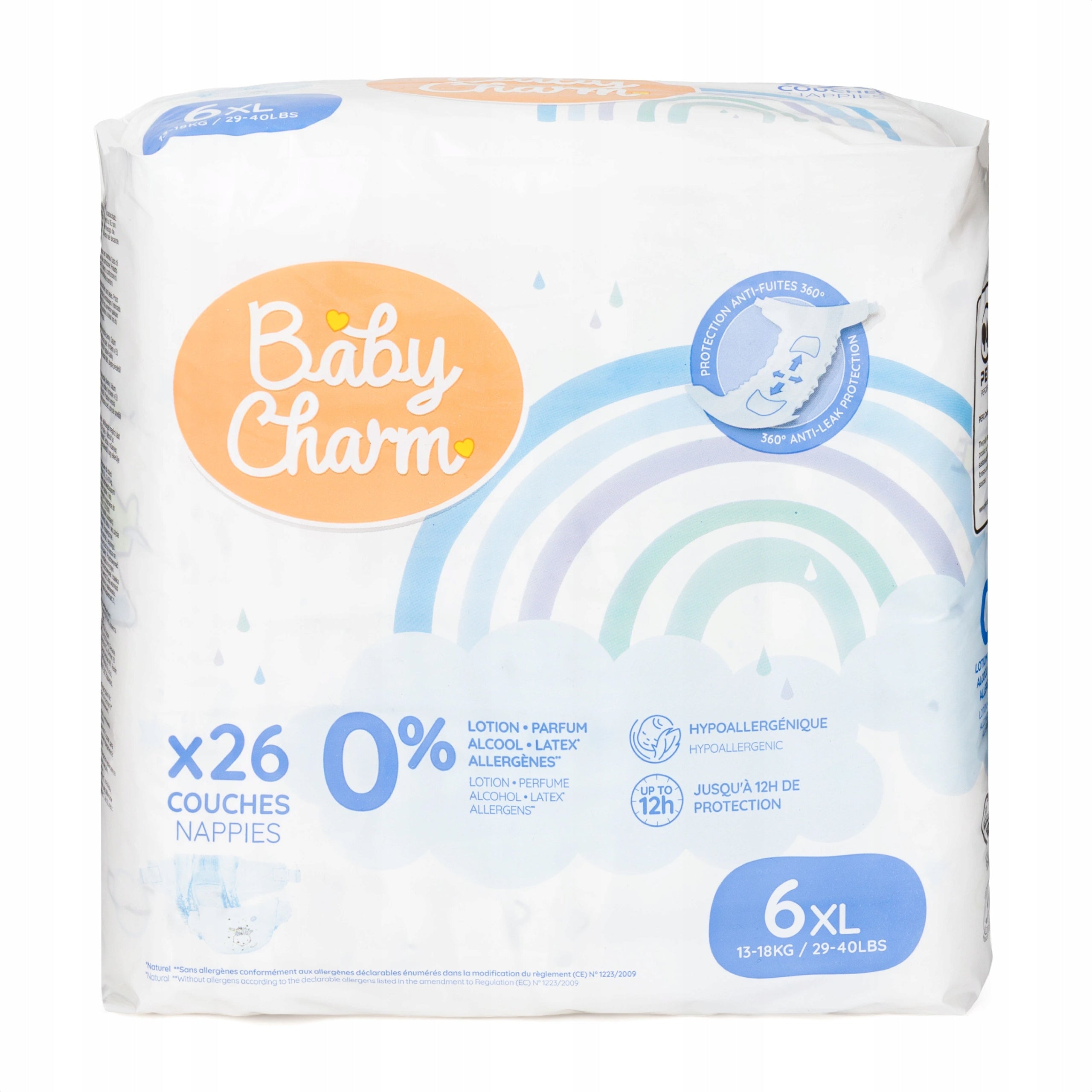Pieluchy BabyCharm 6 XL 13-18 kg 26 szt Premium Super Dry Flex TANIO Medical device no