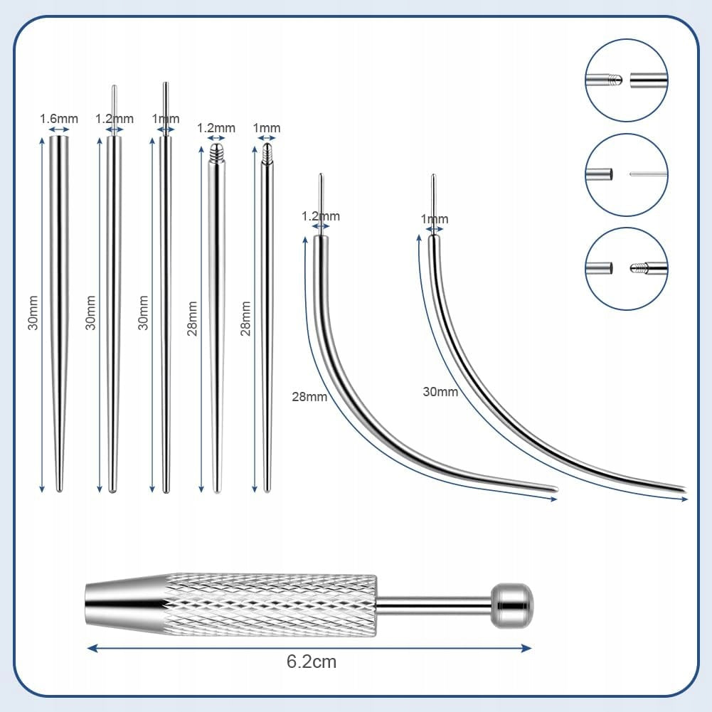 Piercing set, 16 g, 18 g, 6 pieces, stal stainless, for ears, nose, w Manufacturer code 0032546581514