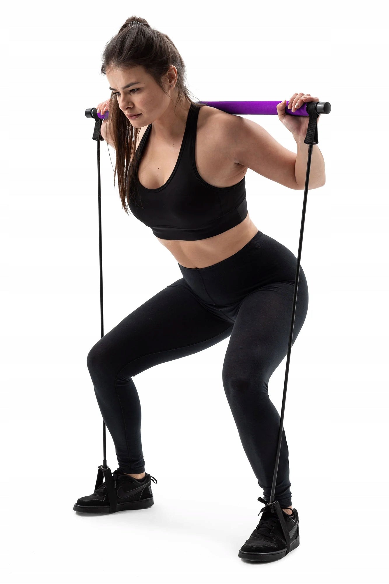 Pilates Bar Exercise Stick Rubber Resistance Expanders with Bar Kind rubber