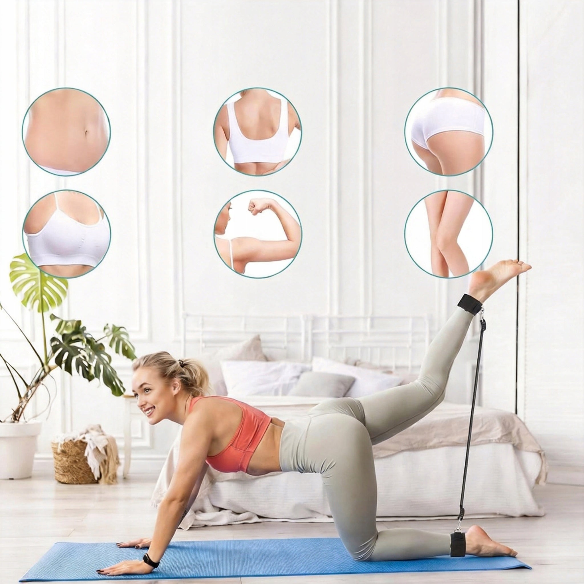 Pilates bar kit resistance loop bands for legs and butt training, yoga Brand Bedee