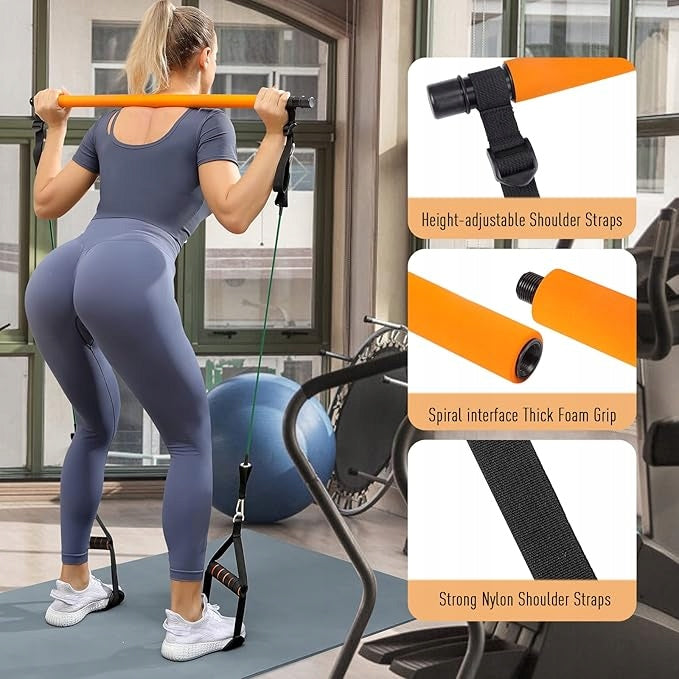 Pilates set Hommie bar 6 resistance bands up to 100 kg home training Manufacturer code HM001 OR