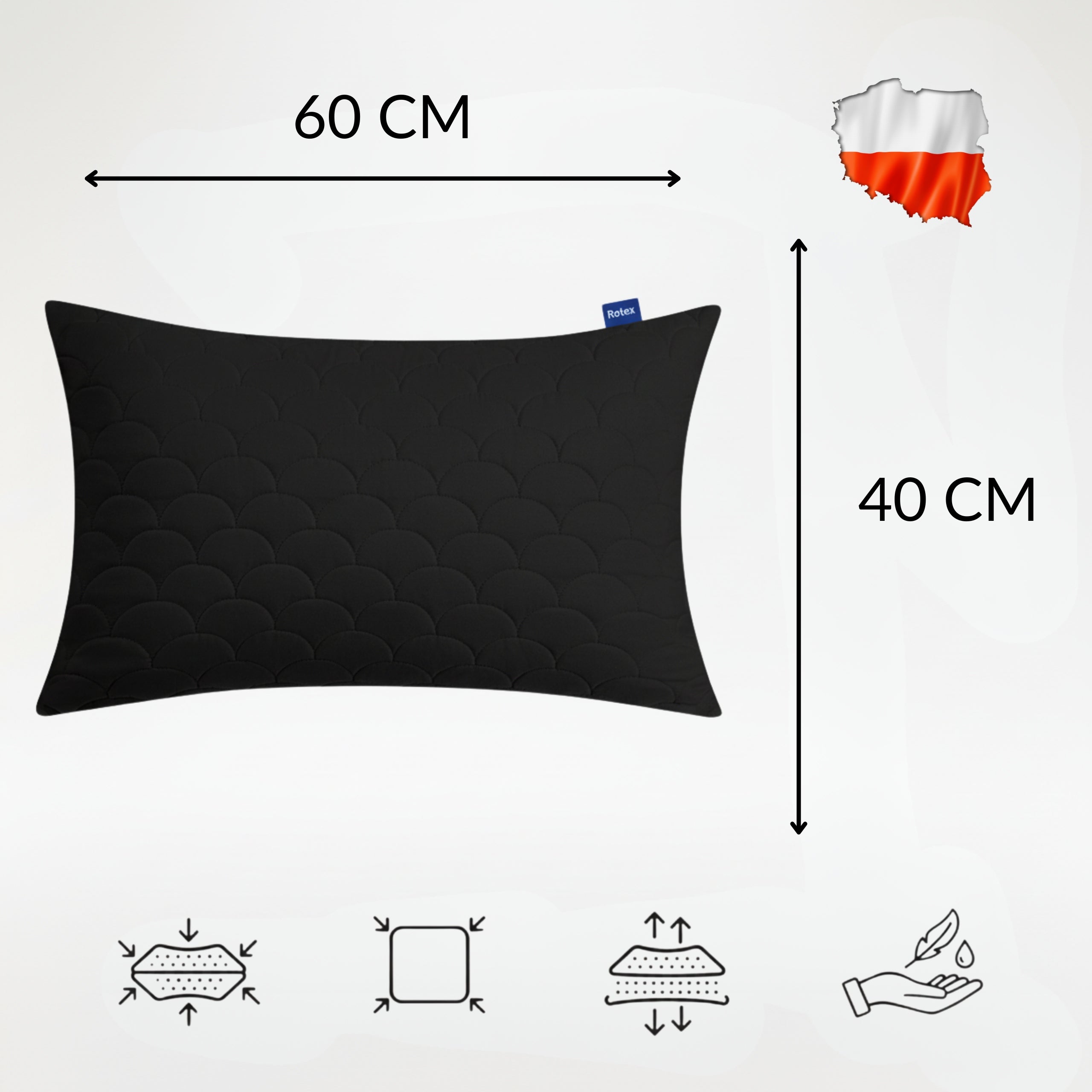 Pillow 40x60cm Sleeping Anti-Allergic Quilted Thick Zipper Packaging status original