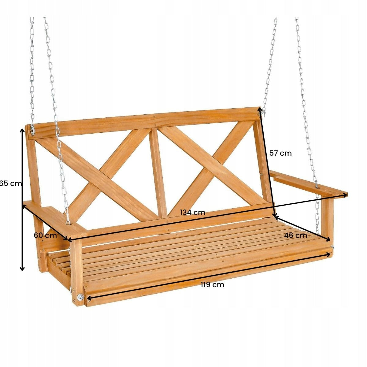 Pine wood garden swing 134 x 65 x 60 cm Manufacturer Costway