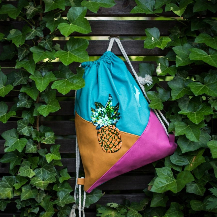 Pineapple Bag Backpack - Lightweight Women's Youth City for School Multicolor Brand Szaleo