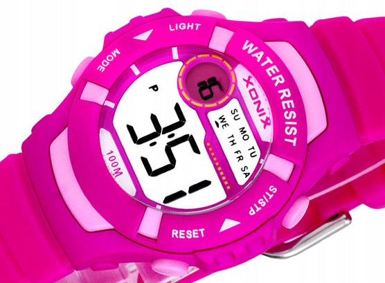 Pink Sports Watch For Girls Backlight Lightweight Waterproof Ele