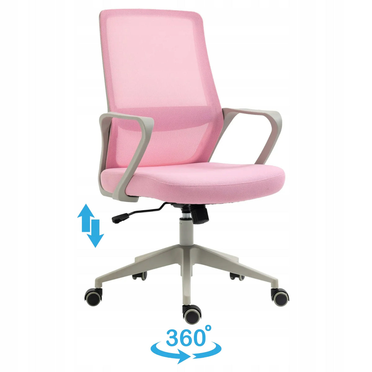 Pink Swivel Chair for Computer Desks for Girls Mesh Roses AMLIV Brand MONOVO
