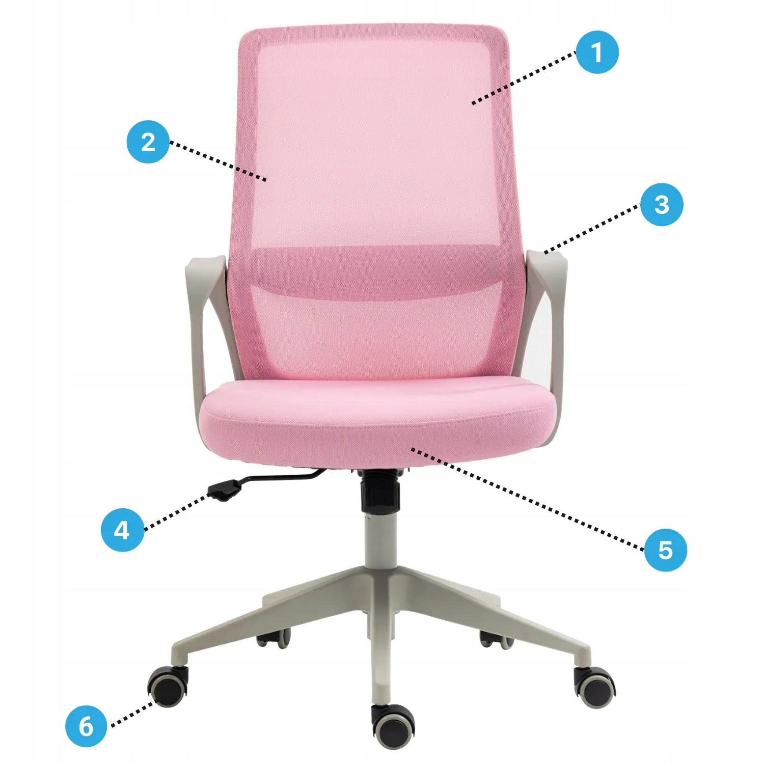 Pink Swivel Chair for Computer Desks for Girls Mesh Roses AMLIV Kind rotary